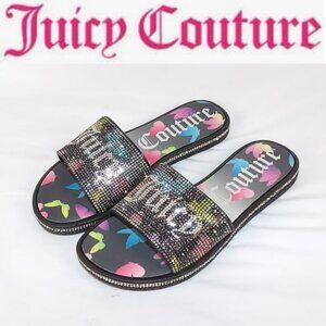 Juicy Couture Squaw Valley Blinged Rhinestone Slides in Girl's Size 4M NWOT